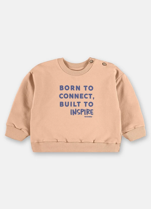 Up Baby - Conjunto Blusão Calça Listrada Bege 3