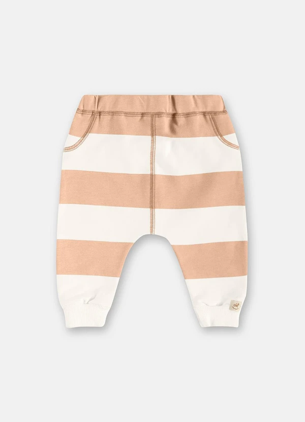 Up Baby - Conjunto Blusão Calça Listrada Bege 4
