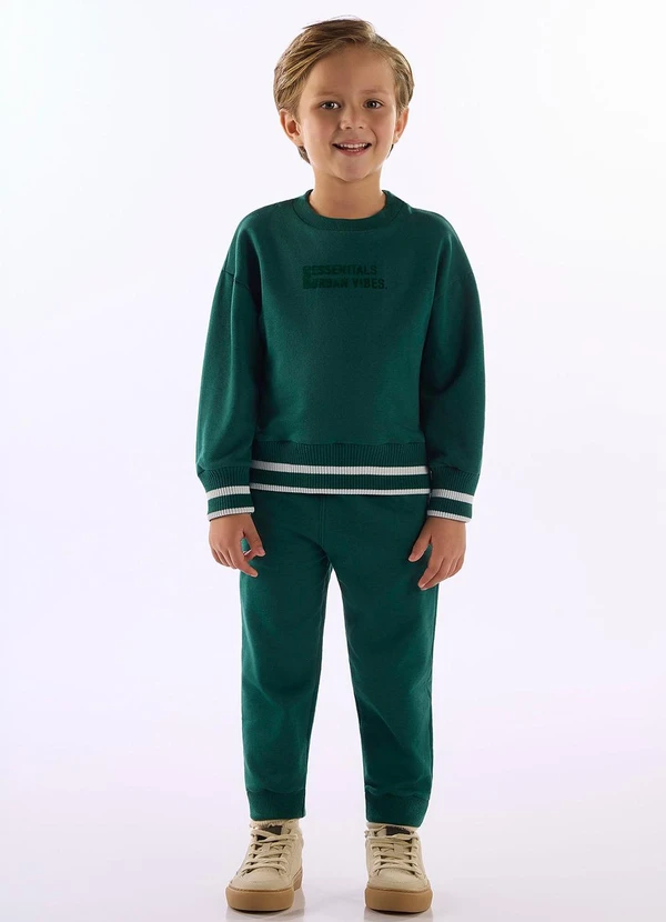 Up Baby - Conjunto Blusão Calça Molecotton Verde