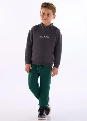 Quimby - Conjunto Blusão Calça Moletom Cinza - QUIMBY