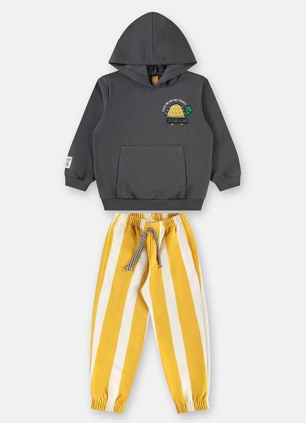 Três e Já - Conjunto Blusão Calça Pega-Pega Cinza 3