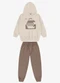 Rovi Kids - Conjunto Blusão Capuz e Calça Moletom Bege - variação: Bege