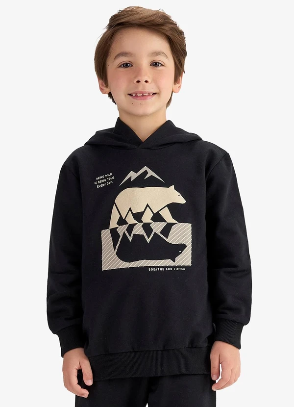 Rovi Kids - Conjunto Blusão Capuz e Calça Moletom Preto 4