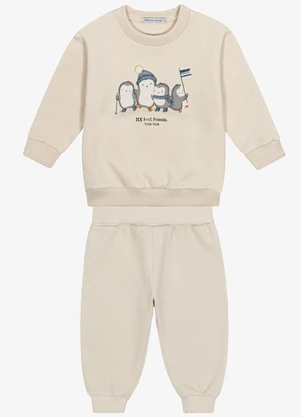 Trick Nick - Conjunto Blusão com Calça Felpado Bege - TRICK NICK