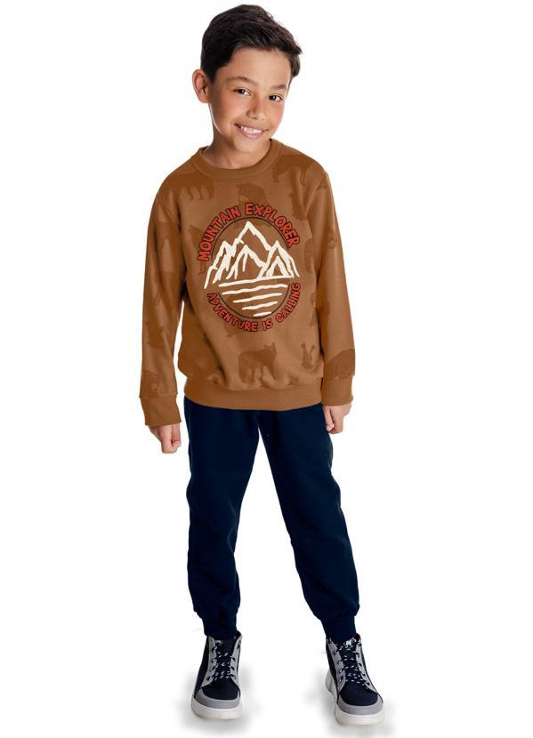 Rovi Kids - Conjunto Blusao com Calça Marrom