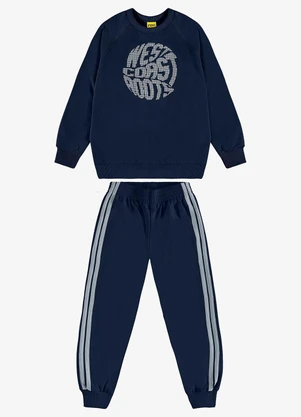 Rovi Kids - Conjunto Blusão com Calça Moletom Azul - ROVI KIDS