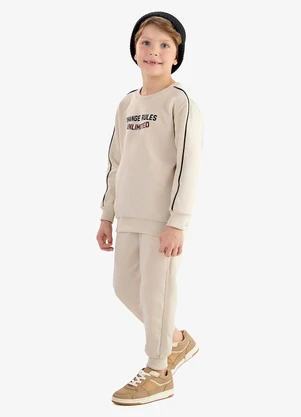Rovi Kids - Conjunto Blusão com Calça Moletom Bege - ROVI KIDS