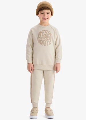 Rovi Kids - Conjunto Blusão com Calça Moletom Bege - ROVI KIDS