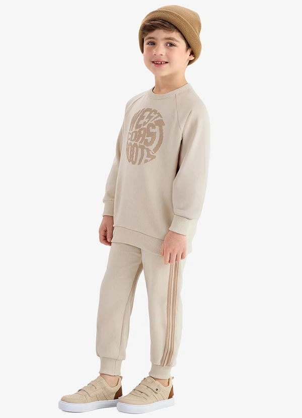 Rovi Kids - Conjunto Blusão com Calça Moletom Bege 3