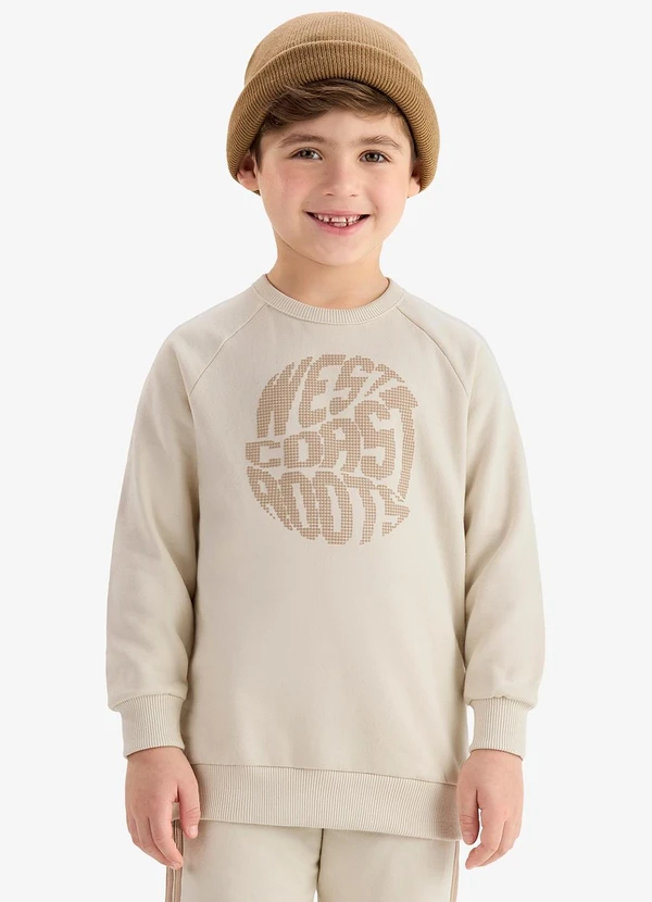 Rovi Kids - Conjunto Blusão com Calça Moletom Bege 4