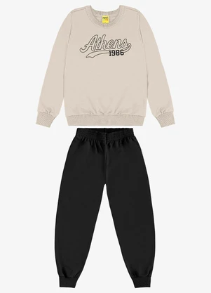 Rovi Kids - Conjunto Blusão com Calça Moletom Bege - ROVI KIDS