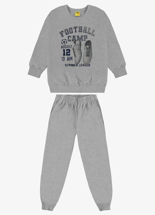 Rovi Kids - Conjunto Blusão com Calça Moletom Cinza