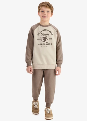 Rovi Kids - Conjunto Blusão com Calça Moletom Molinê Marrom - ROVI KIDS