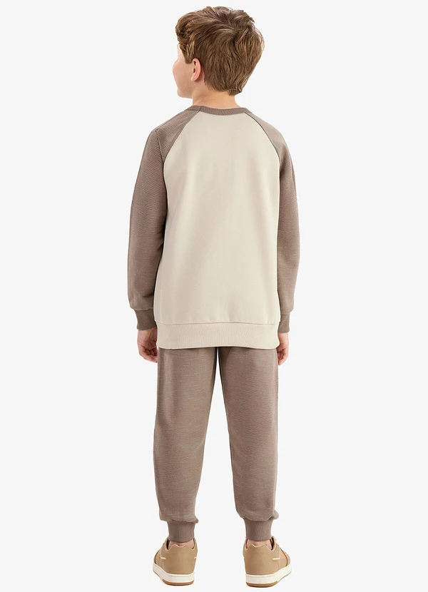Rovi Kids - Conjunto Blusão com Calça Moletom Molinê Marrom 2