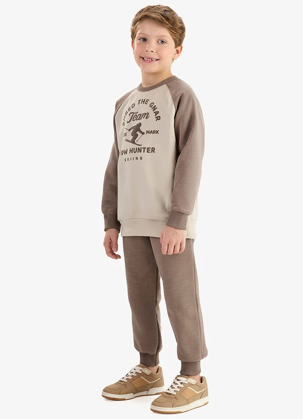 Rovi Kids - Conjunto Blusão com Calça Moletom Molinê Marrom 3