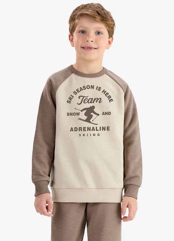 Rovi Kids - Conjunto Blusão com Calça Moletom Molinê Marrom 4