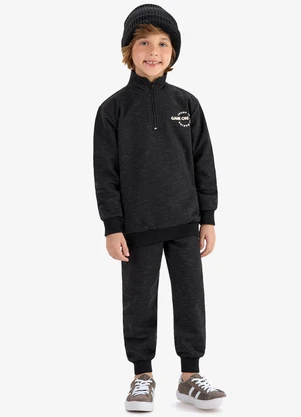 Rovi Kids - Conjunto Blusão com Calça Moletom Molinê Preto - ROVI KIDS