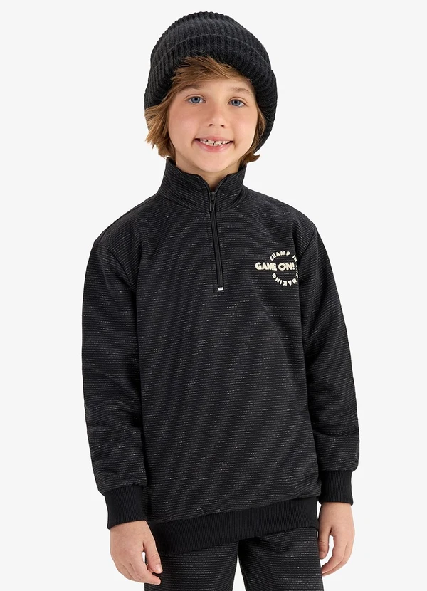 Rovi Kids - Conjunto Blusão com Calça Moletom Molinê Preto 4