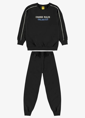 Rovi Kids - Conjunto Blusão com Calça Moletom Preto - ROVI KIDS