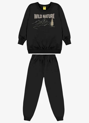 Rovi Kids - Conjunto Blusão com Calça Moletom Preto - ROVI KIDS