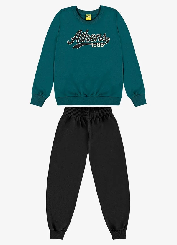 Rovi Kids - Conjunto Blusão com Calça Moletom Verde 1