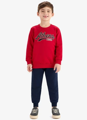 Rovi Kids - Conjunto Blusão com Calça Moletom Vermelho - ROVI KIDS