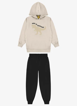Rovi Kids - Conjunto Blusão com Capuz Calça Moletom Bege - ROVI KIDS