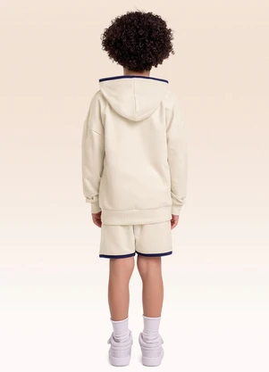 Fakini Kids - Conjunto Blusão com Capuz e Bermuda Bege - FAKINI KIDS