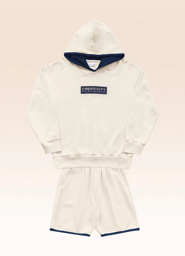 Fakini Kids - Conjunto Blusão com Capuz e Bermuda Bege 3