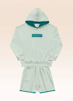 Fakini Kids - Conjunto Blusão com Capuz e Bermuda Verde - FAKINI KIDS