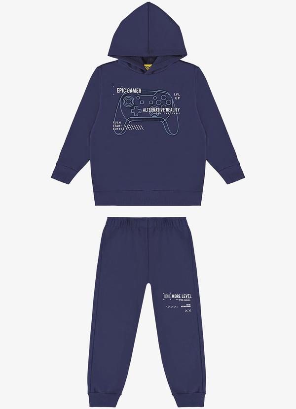 Rovi Kids - Conjunto Blusão com Capuz e Calça Azul