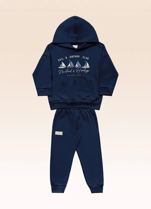 Fakini Kids - Conjunto Blusão com Capuz e Calça Azul - FAKINI KIDS