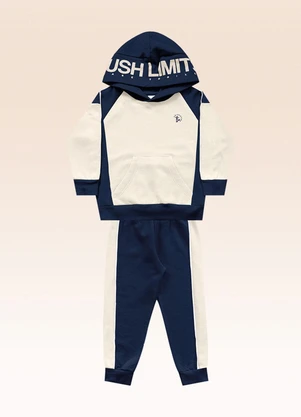 Fakini Kids - Conjunto Blusão com Capuz e Calça Azul - FAKINI KIDS