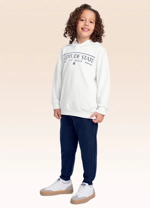 Fakini Kids - Conjunto Blusão com Capuz e Calça Branco - FAKINI KIDS