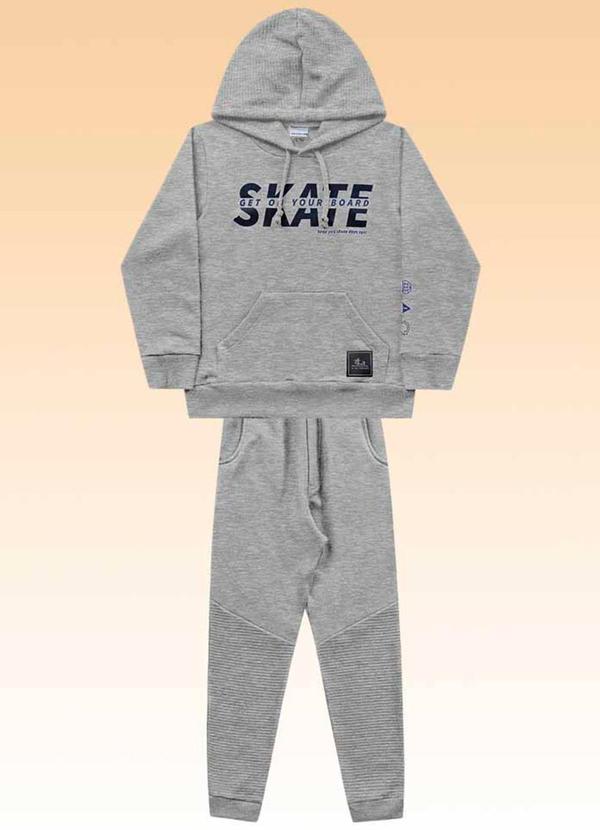 Fakini Kids - Conjunto Blusão com Capuz e Calça Cinza