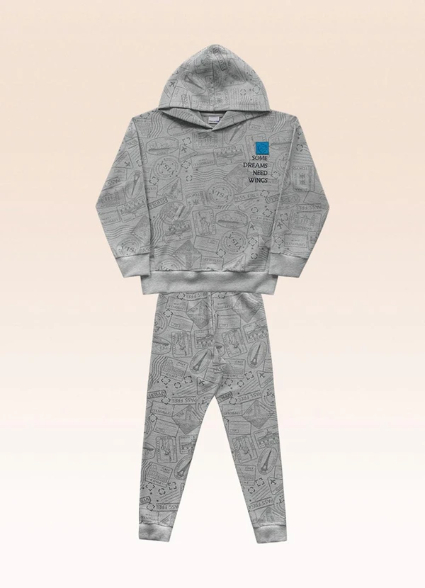 Fakini Kids - Conjunto Blusão com Capuz e Calça Cinza 3