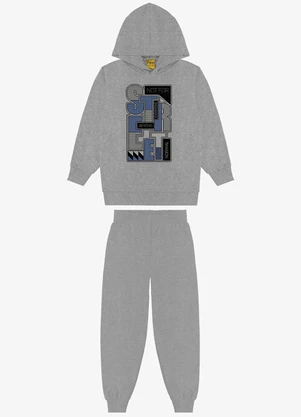 Rovi Kids - Conjunto Blusão com Capuz e Calça Cinza - ROVI KIDS
