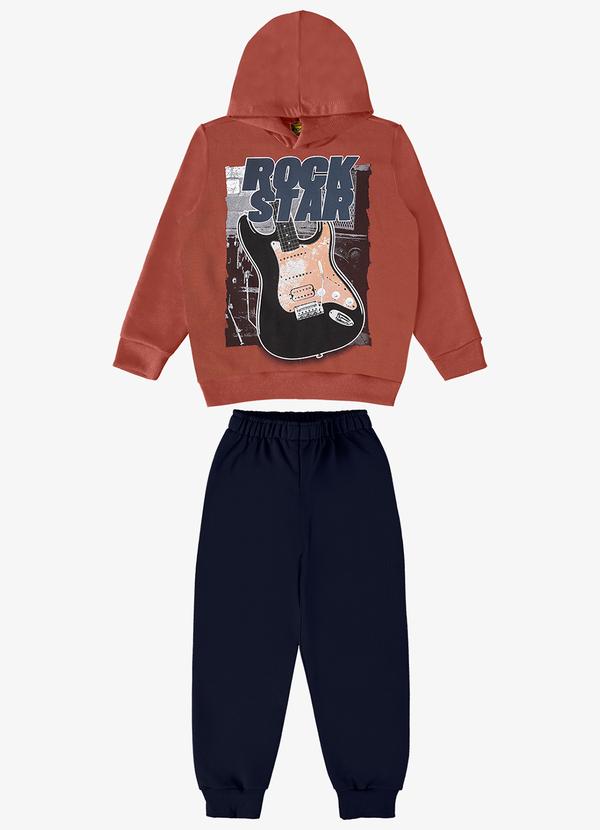 Rovi Kids - Conjunto Blusão com Capuz e Calça Laranja