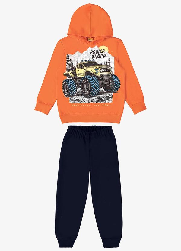 Rovi Kids - Conjunto Blusão com Capuz e Calça Laranja 2