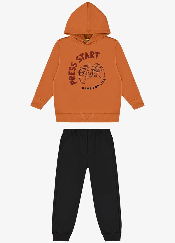 Rovi Kids - Conjunto Blusão com Capuz e Calça Laranja