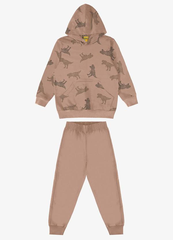 Rovi Kids - Conjunto Blusão com Capuz e Calça Marrom