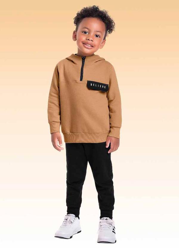Fakini Kids - Conjunto Blusão com Capuz e Calça Preto