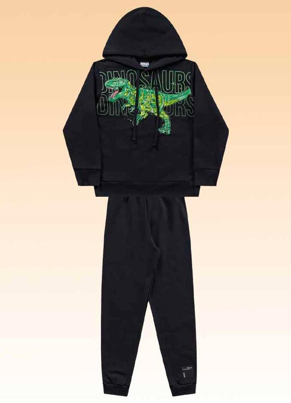 Fakini Kids - Conjunto Blusão com Capuz e Calça Preto 2