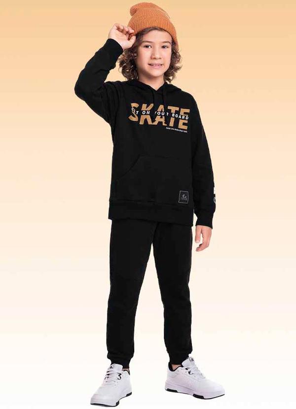 Fakini Kids - Conjunto Blusão com Capuz e Calça Preto