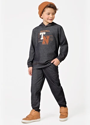 Trick Nick - Conjunto Blusão com Capuz e Calça Preto - TRICK NICK