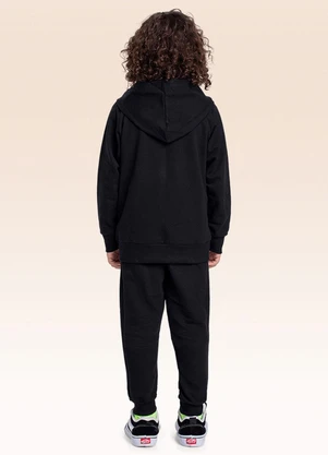 Fakini Kids - Conjunto Blusão com Capuz e Calça Preto - FAKINI KIDS
