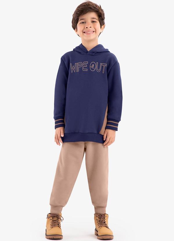 Rovi Kids - Conjunto Blusão com Capuz e Calça Rovi Kids Azul