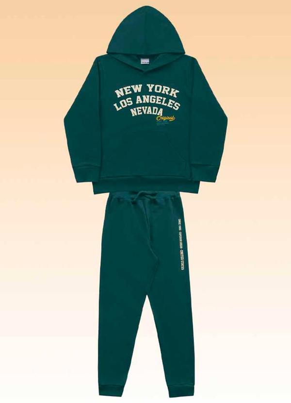 Fakini Kids - Conjunto Blusão com Capuz e Calça Verde