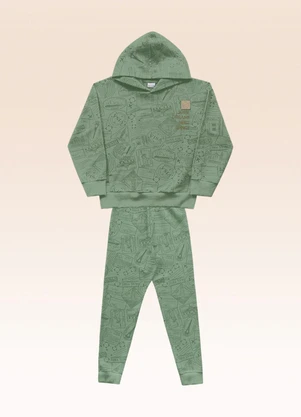 Fakini Kids - Conjunto Blusão com Capuz e Calça Verde - FAKINI KIDS