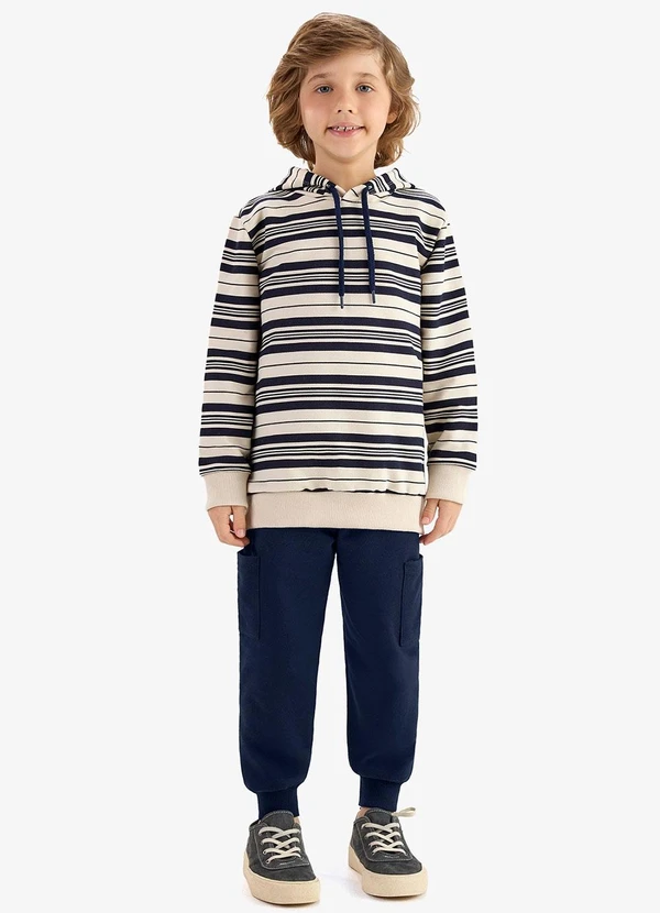 Rovi Kids - Conjunto Blusão de Capuz e Calça Moletom Bege